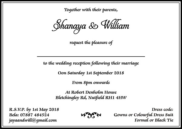 Interfaith wedding invitation wording 1A - Parekh Cards